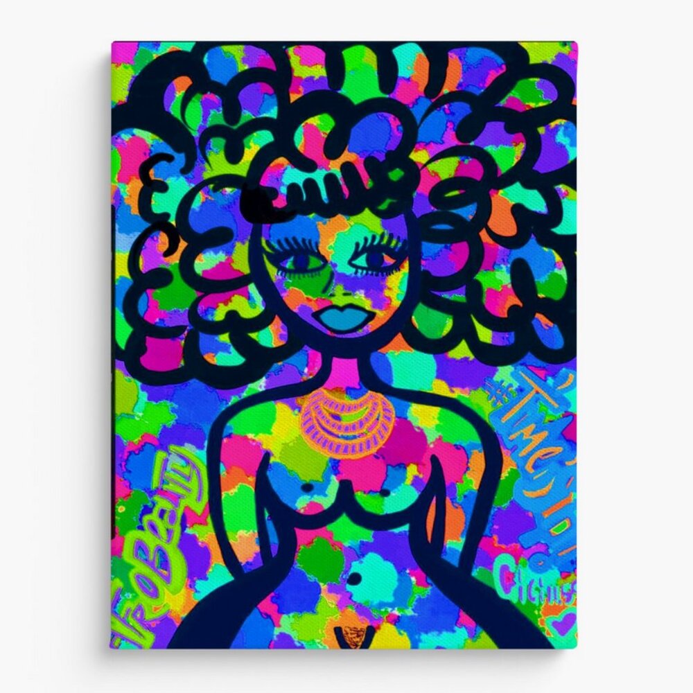 NEW! AFRO BEAUTY my ART Canvas Print Background SOFT PURPLE 👩🏽‍🎤